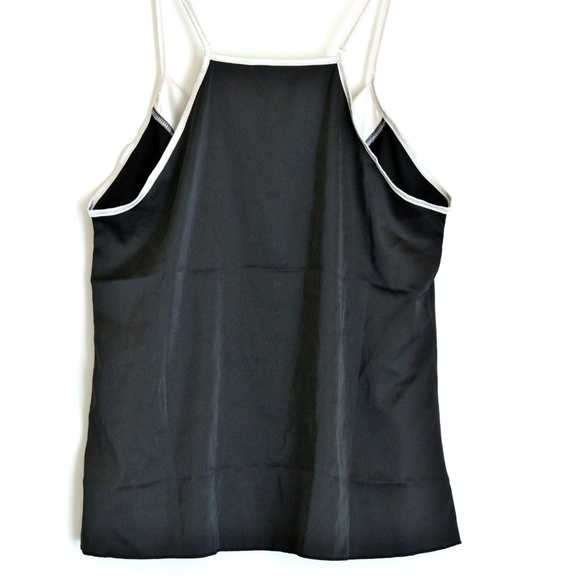 Cami Black Top Poly Satin White Trim Classy Modern - Picture 7 of 8